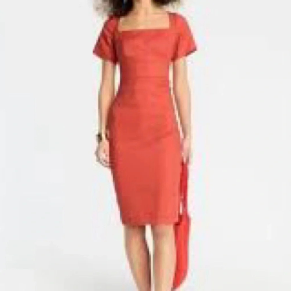 J. Crew Square Neck Stretch Linen Sheath Dress in Faded Spice - Size 6 Tall